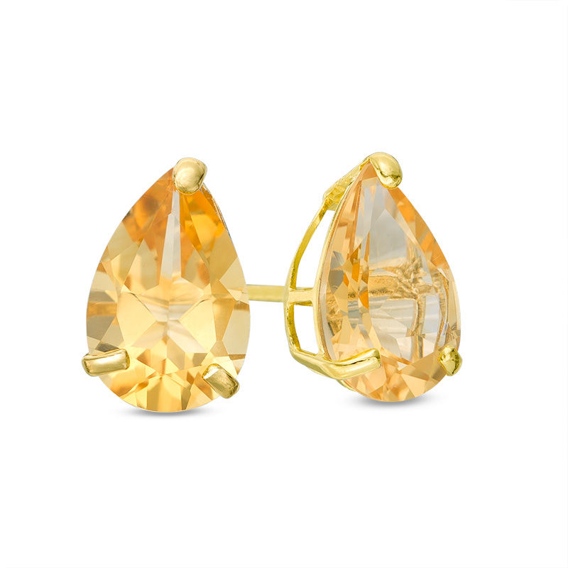 Main Image 1 of Pear-Shaped Citrine Solitaire Stud Earrings in 10K Gold