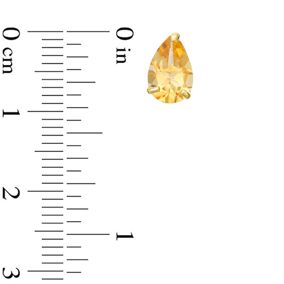 Pear-Shaped Citrine Solitaire Stud Earrings in 10K Gold