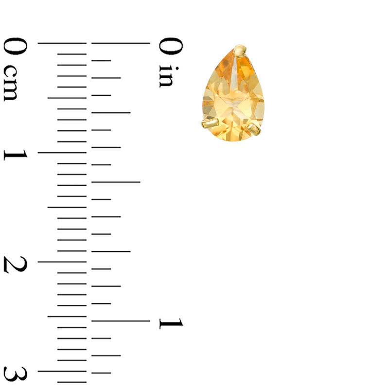 Main Image 2 of Pear-Shaped Citrine Solitaire Stud Earrings in 10K Gold
