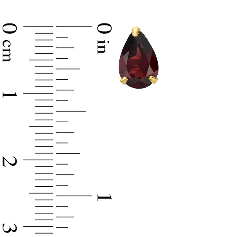 Main Image 2 of Pear-Shaped Garnet Solitaire Stud Earrings in 10K Gold