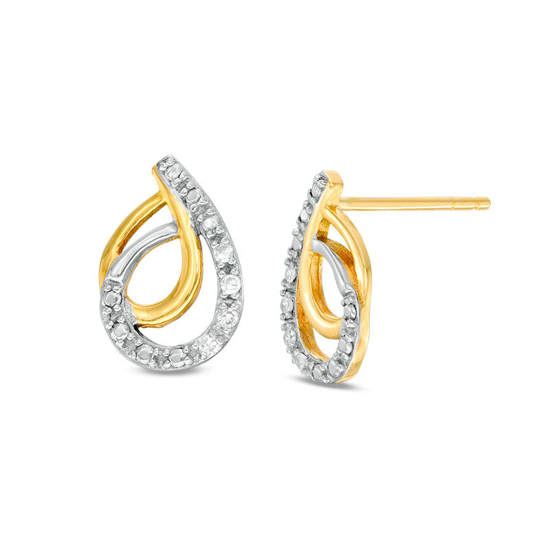Diamond Accent Interlocking Teardrop Stud Earrings in 10K Gold | Zales