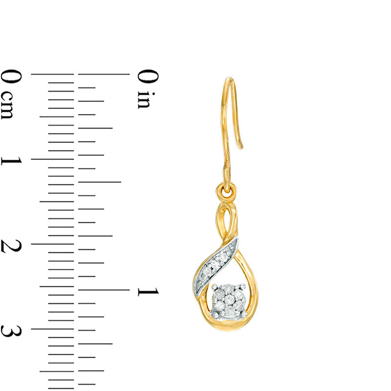 Main Image 2 of 1/6 CT. T.W. Diamond Twist Loop Drop Earrings in 10K Gold