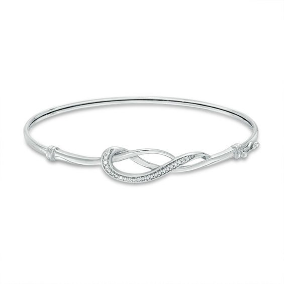Diamond Accent Loop Bangle in Sterling Silver