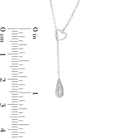1/10 CT. T.W. Diamond Heart and Teardrop Lariat-Style Necklace in Sterling Silver - 17" 1/10 CT. T.W. Diamond Heart and Teardrop Lariat-Style Necklace in Sterling Silver - 17"