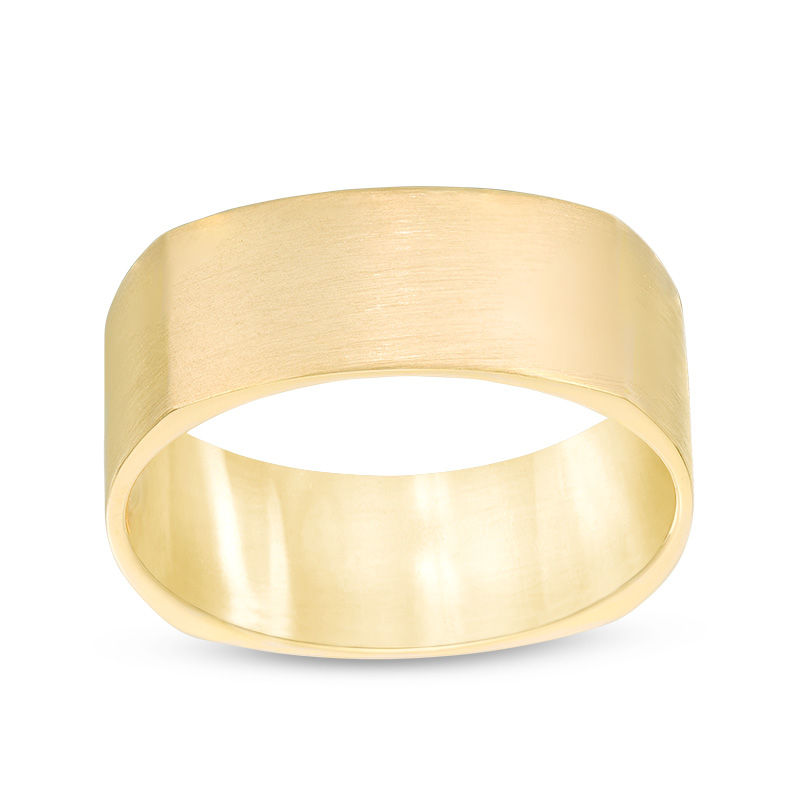 Main Image 1 of Men's 8.0mm Brushed Comfort Fit Squared Wedding Band in 10K Gold