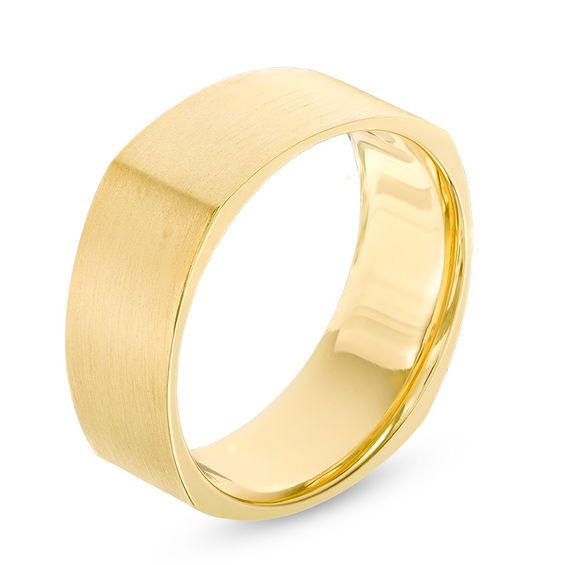 8.0mm Brushed Comfort Fit Squared Wedding Band in 10K Gold