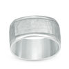 Thumbnail Image 1 of Men's 10.0mm Hammered Comfort Fit Squared Wedding Band in 10K White Gold