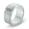 Thumbnail Image 2 of Men's 10.0mm Hammered Comfort Fit Squared Wedding Band in 10K White Gold