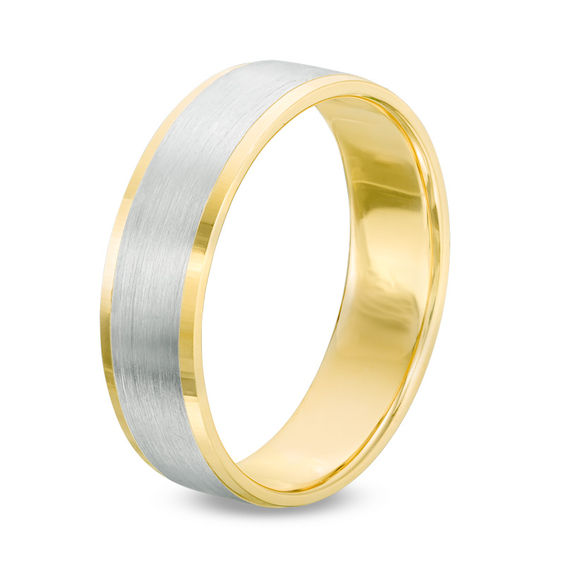 6.0mm Brushed Center Comfort Fit Wedding Band in 10K Two-Tone Gold