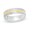 Thumbnail Image 1 of 6.0mm Groove Center Stripe Comfort Fit Wedding Band in 10K Two-Tone Gold