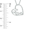 Thumbnail Image 2 of 4.0mm Lab-Created White Sapphire and Diamond Accent Cursive "Love" Tilted Heart Pendant in Sterling Silver