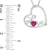 Thumbnail Image 1 of 4.0mm Lab-Created Ruby and Diamond Accent Cursive "Love" Tilted Heart Pendant in Sterling Silver