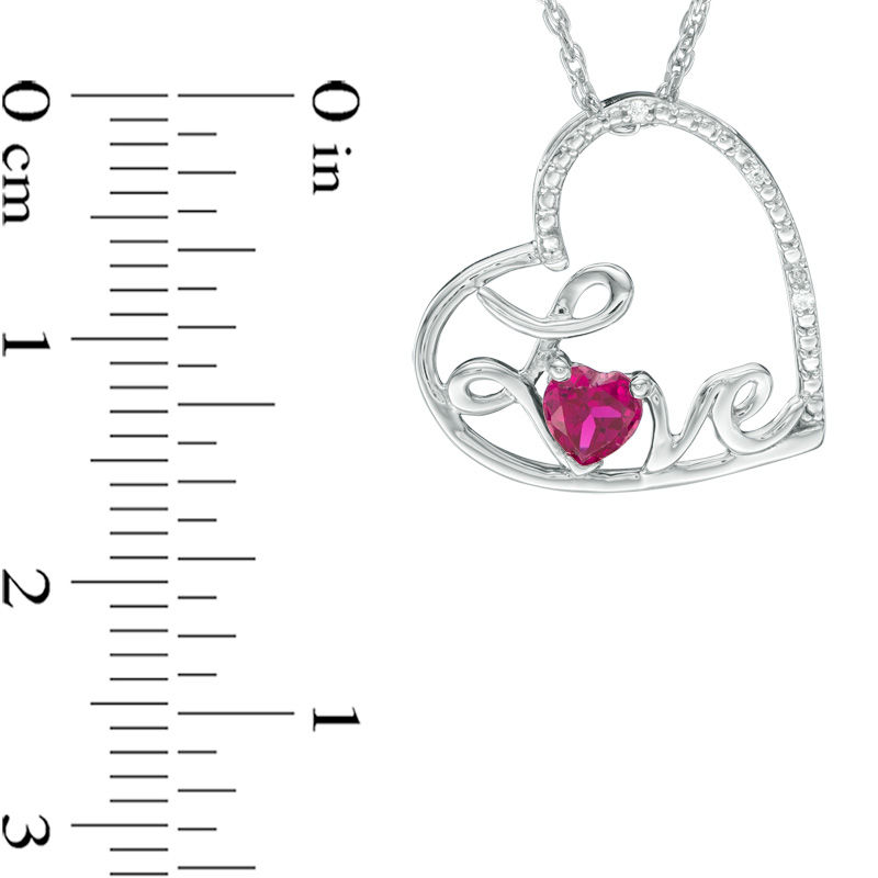 Oval Lab-Created Pink Sapphire and Diamond Accent Pendant in Sterling  Silver