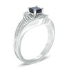 Thumbnail Image 2 of 5.0mm Lab-Created Blue Sapphire and Diamond Accent Swirl Frame Split Shank Ring in Sterling Silver