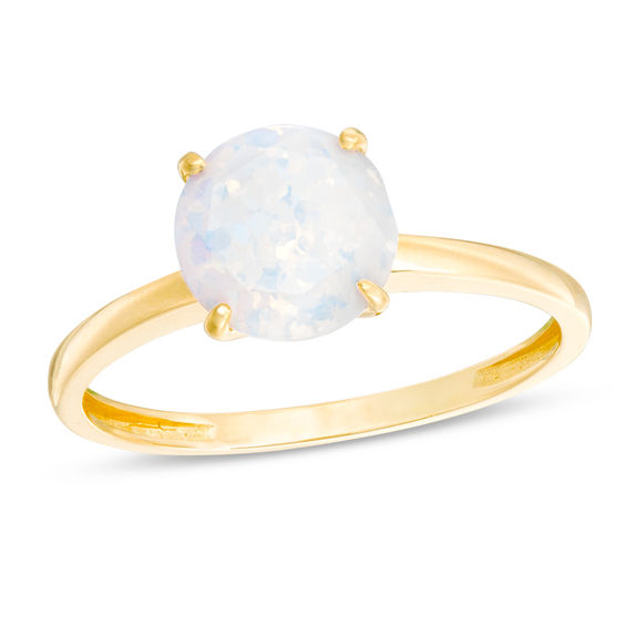 8.0mm Lab-Created Opal Solitaire Ring in 10K Gold | Round | Wedding | Zales