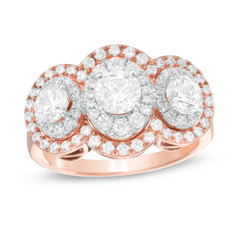 Main Image 1 of 2 CT. T.W. Diamond Double Frame Past Present Future® Engagement Ring in 14K Two-Tone Gold