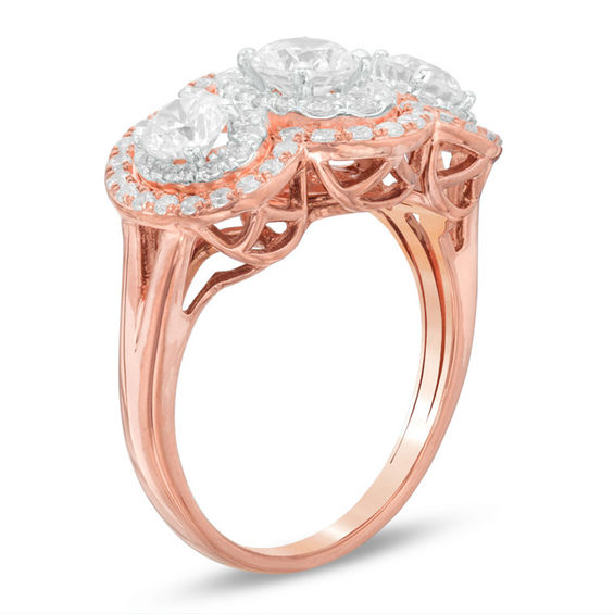 2 CT. T.w. Diamond Double Frame Past Present FutureÂ® Engagement Ring in 14K Two-Tone Gold