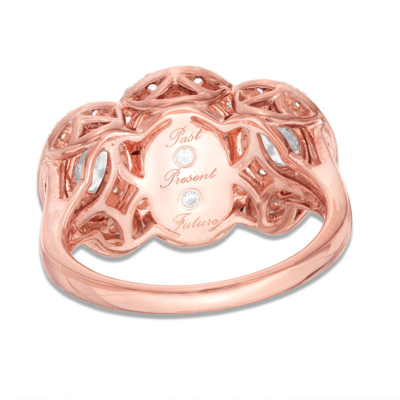 Main Image 3 of 2 CT. T.W. Diamond Double Frame Past Present Future® Engagement Ring in 14K Two-Tone Gold