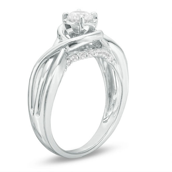 1/2 CT. T.w. Diamond Swirl Engagement Ring in 10K White Gold