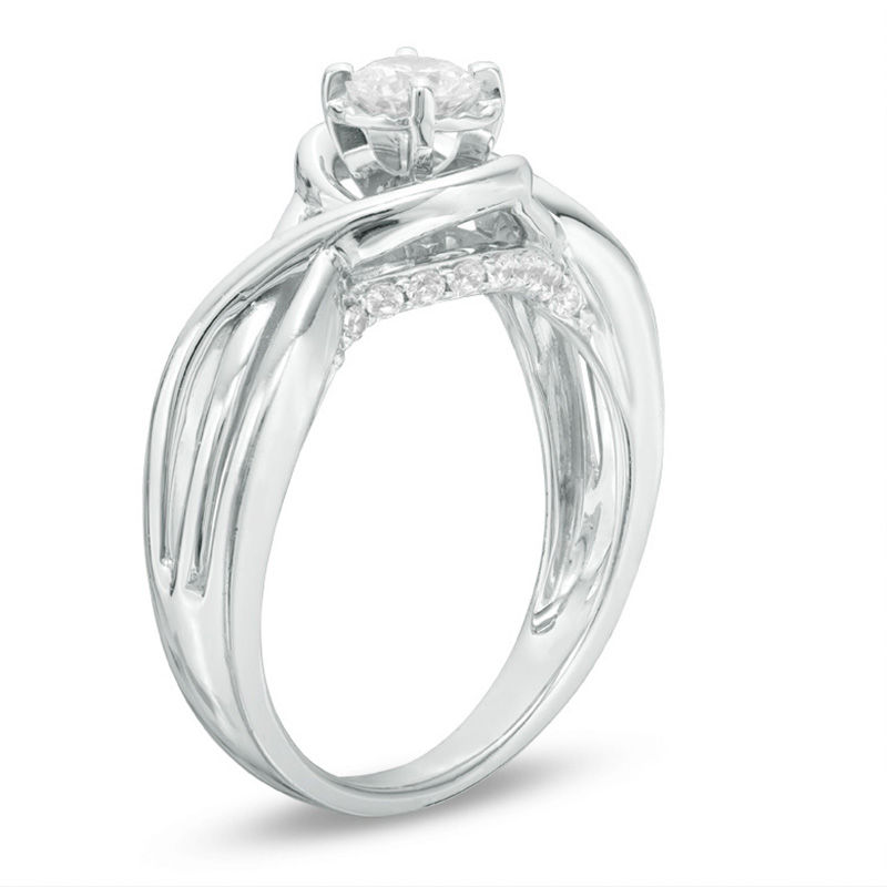 1/2 CT. T.W. Diamond Swirl Engagement Ring in 10K White Gold