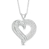 Thumbnail Image 1 of 3/4 CT. T.W. Baguette and Round Diamond Heart Pendant in 10K White Gold