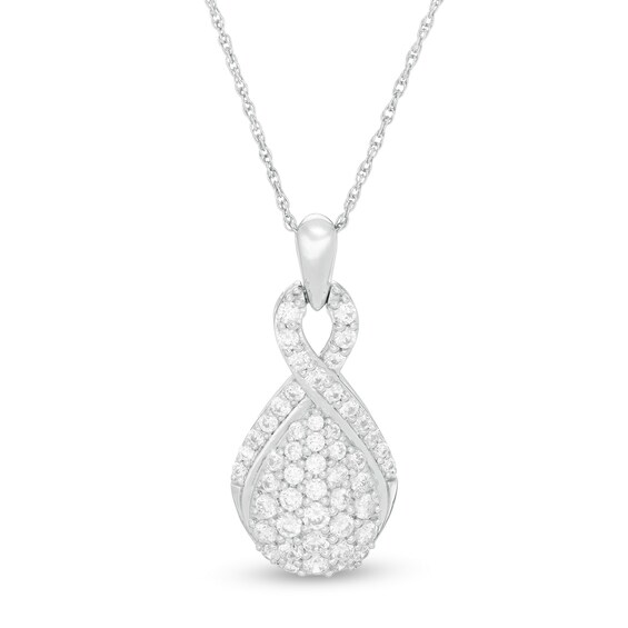 1 CT. T.w. Composite Diamond Teardrop Pendant in 10K White Gold