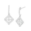 Thumbnail Image 1 of 1/2 CT. T.W. Quad Diamond Tilted Square Drop Earrings in 10K White Gold