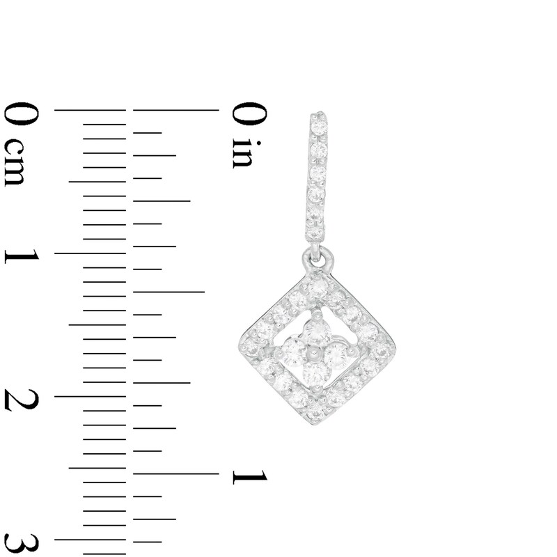Main Image 3 of 1/2 CT. T.W. Quad Diamond Tilted Square Drop Earrings in 10K White Gold