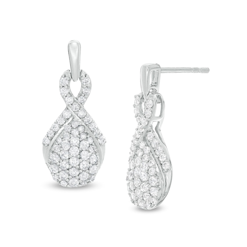 1 CT. T.W. Composite Diamond Pear-Shaped Drop Earrings in 10K White Gold