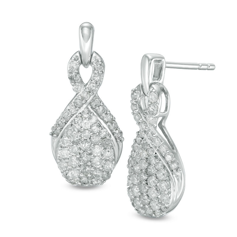 1 CT. T.W. Composite Diamond Pear-Shaped Drop Earrings in