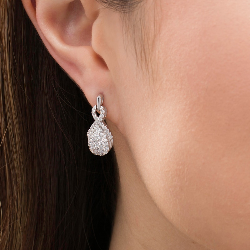 1 CT. T.W. Composite Diamond Pear-Shaped Drop Earrings in 10K White Gold