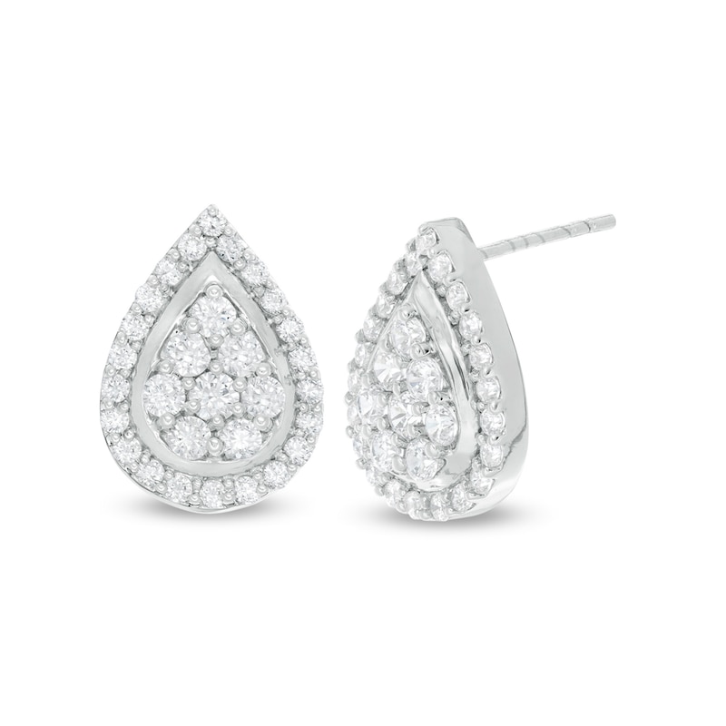 Main Image 1 of 1 CT. T.W. Composite Diamond Teardrop Frame Stud Earrings in 10K White Gold