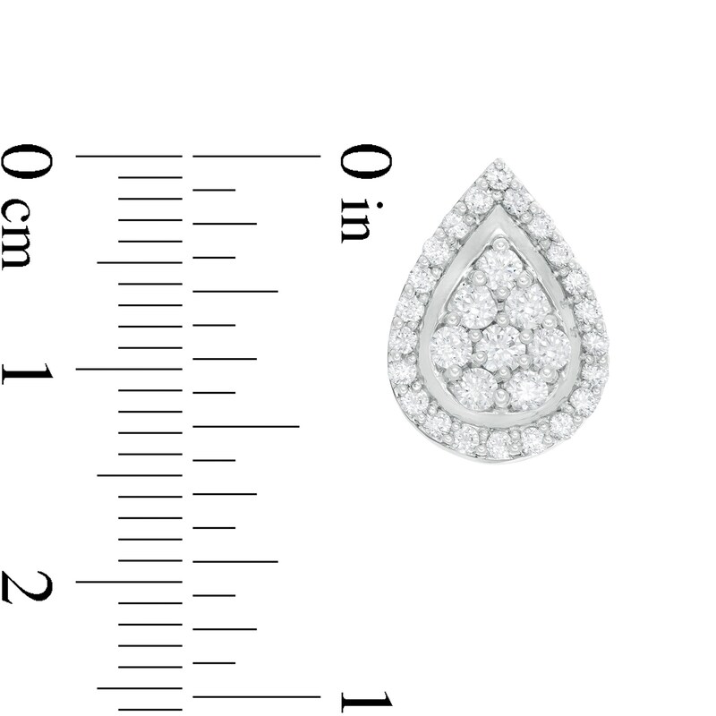 Main Image 3 of 1 CT. T.W. Composite Diamond Teardrop Frame Stud Earrings in 10K White Gold