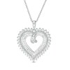 Thumbnail Image 1 of 1 CT. T.W. Diamond Sunburst Heart Pendant in 10K White Gold