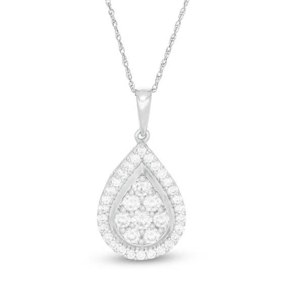 1 CT. T.w. Composite Diamond Teardrop Frame Pendant in 10K White Gold