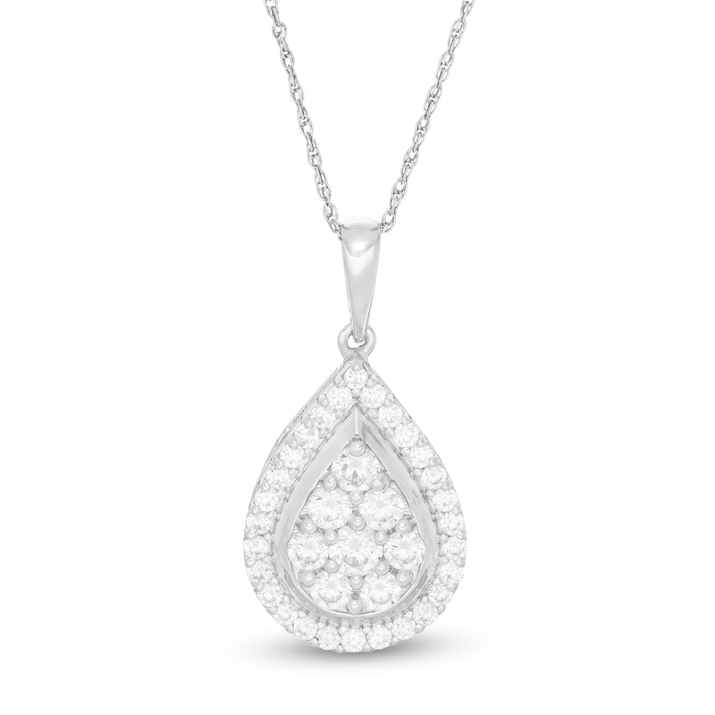 Main Image 1 of 1 CT. T.W. Composite Diamond Teardrop Frame Pendant in 10K White Gold