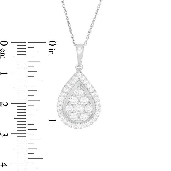 1 CT. T.w. Composite Diamond Teardrop Frame Pendant in 10K White Gold