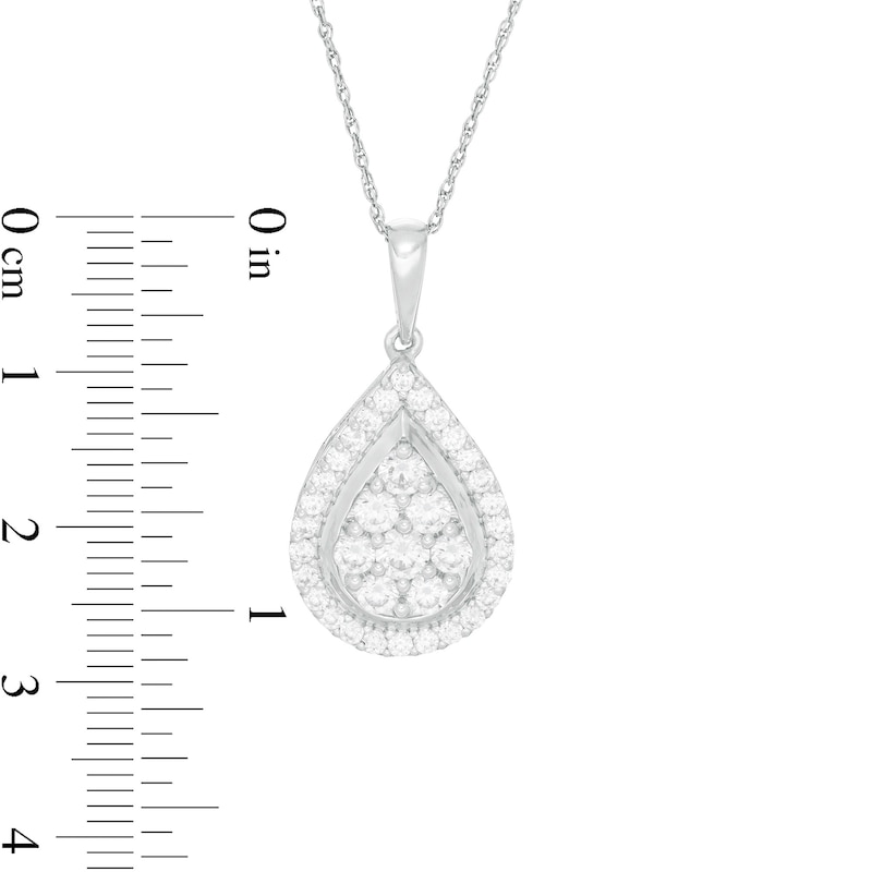 Main Image 3 of 1 CT. T.W. Composite Diamond Teardrop Frame Pendant in 10K White Gold