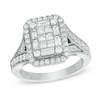 Thumbnail Image 0 of Vera Wang Love Collection 1-1/2 CT. T.W. Composite Diamond Rectangle Frame Engagement Ring in 14K White Gold