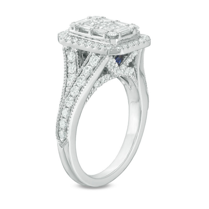 Vera Wang Love Collection 1-1/2 CT. T.W. Composite Diamond Rectangle Frame Engagement Ring in 14K White Gold