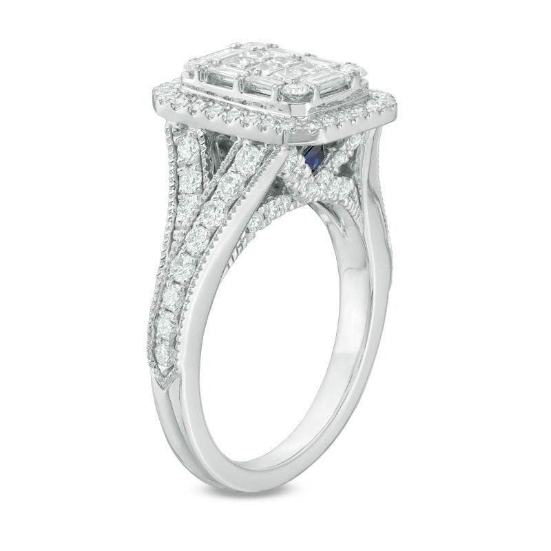 Main Image 2 of Vera Wang Love Collection 1-1/2 CT. T.W. Composite Diamond Rectangle Frame Engagement Ring in 14K White Gold