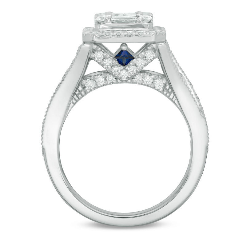 Vera Wang Love Collection 1-1/2 CT. T.W. Composite Diamond Rectangle Frame Engagement Ring in 14K White Gold