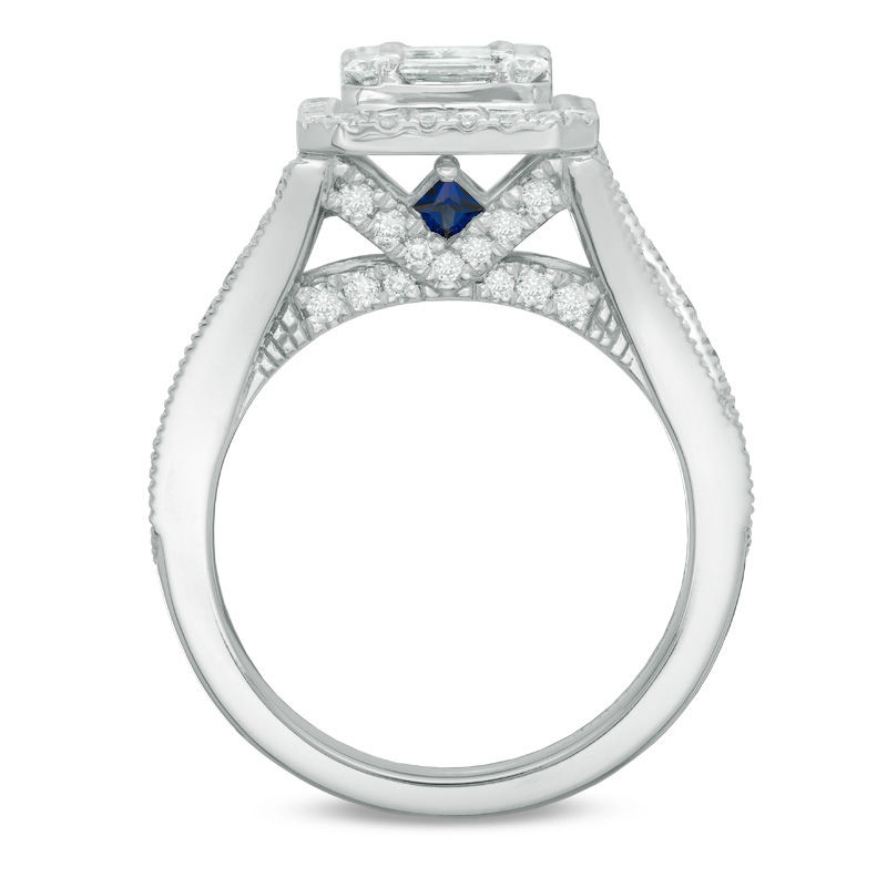 Main Image 3 of Vera Wang Love Collection 1-1/2 CT. T.W. Composite Diamond Rectangle Frame Engagement Ring in 14K White Gold