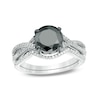 Thumbnail Image 1 of 2 CT. T.W. Black and White Diamond Twist Bridal Set in 14K White Gold