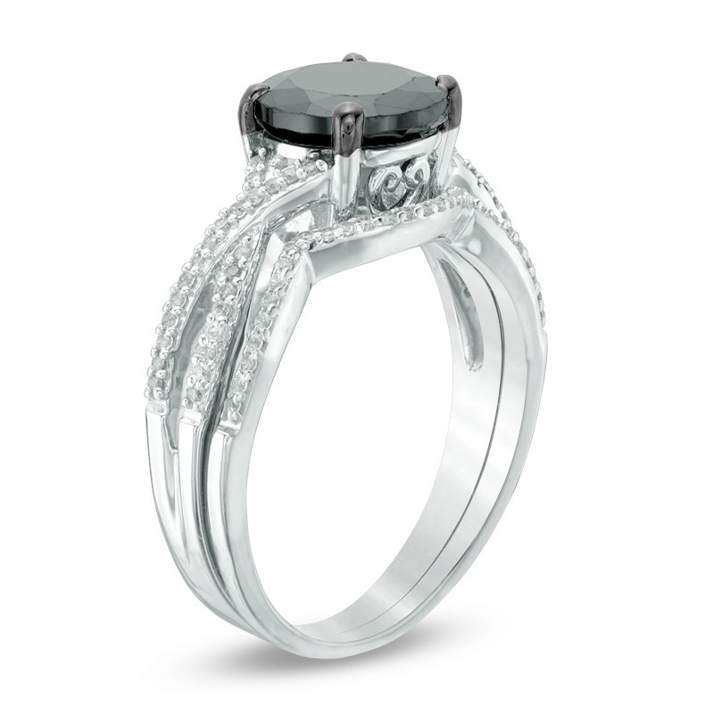 Main Image 2 of 2 CT. T.W. Black and White Diamond Twist Bridal Set in 14K White Gold