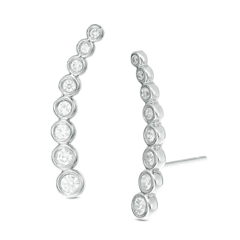 3/8 CT. T.W. Journey Diamond Crawler Earrings in 10K White Gold