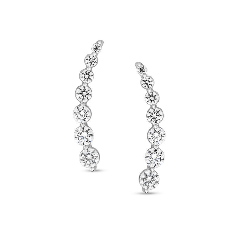 1-1/5 CT. T.W. Journey Diamond Crawler Earrings in 10K White Gold