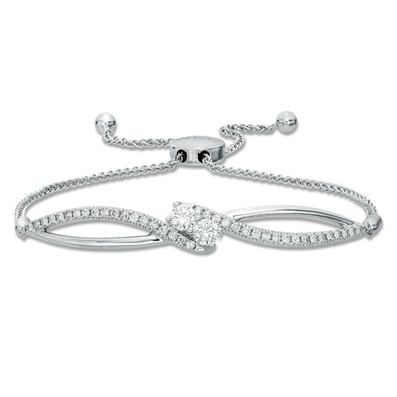 Ever UsÂ® 3/4 CT. T.w. Two-Stone Diamond Bypass Bolo Bracelet in 14K White Gold - 9.5"