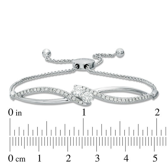 Ever UsÂ® 3/4 CT. T.w. Two-Stone Diamond Bypass Bolo Bracelet in 14K White Gold - 9.5"