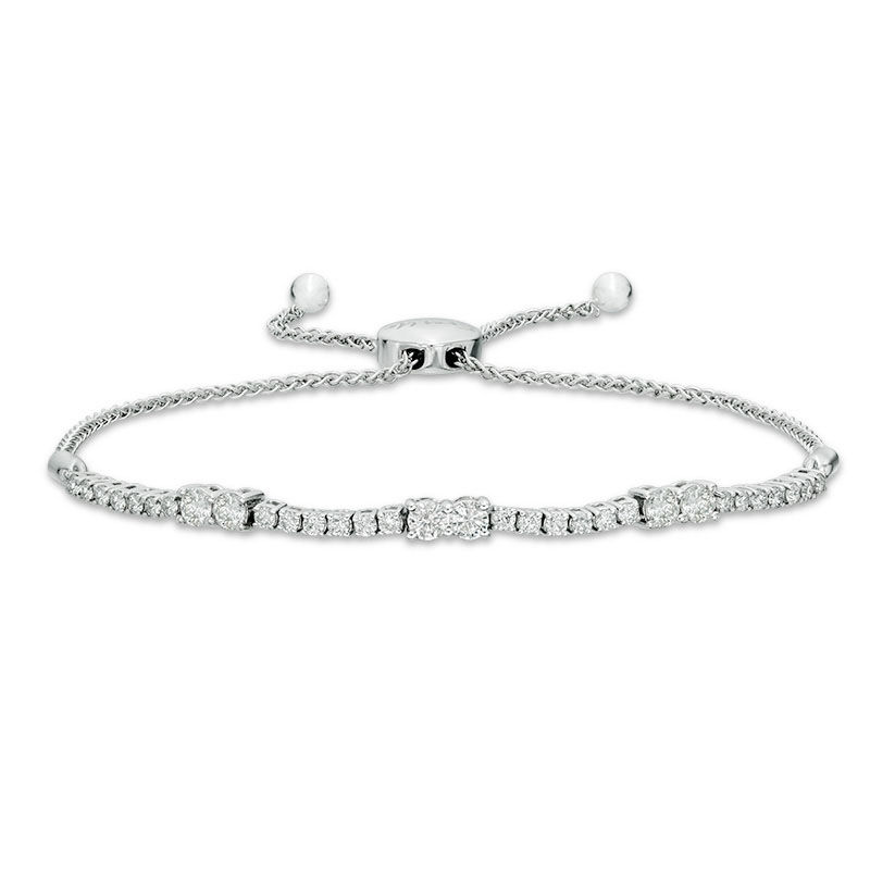 Ever Us® 1 CT. T.W. Two-Stone Diamond Station Bolo Bracelet - 9.0"